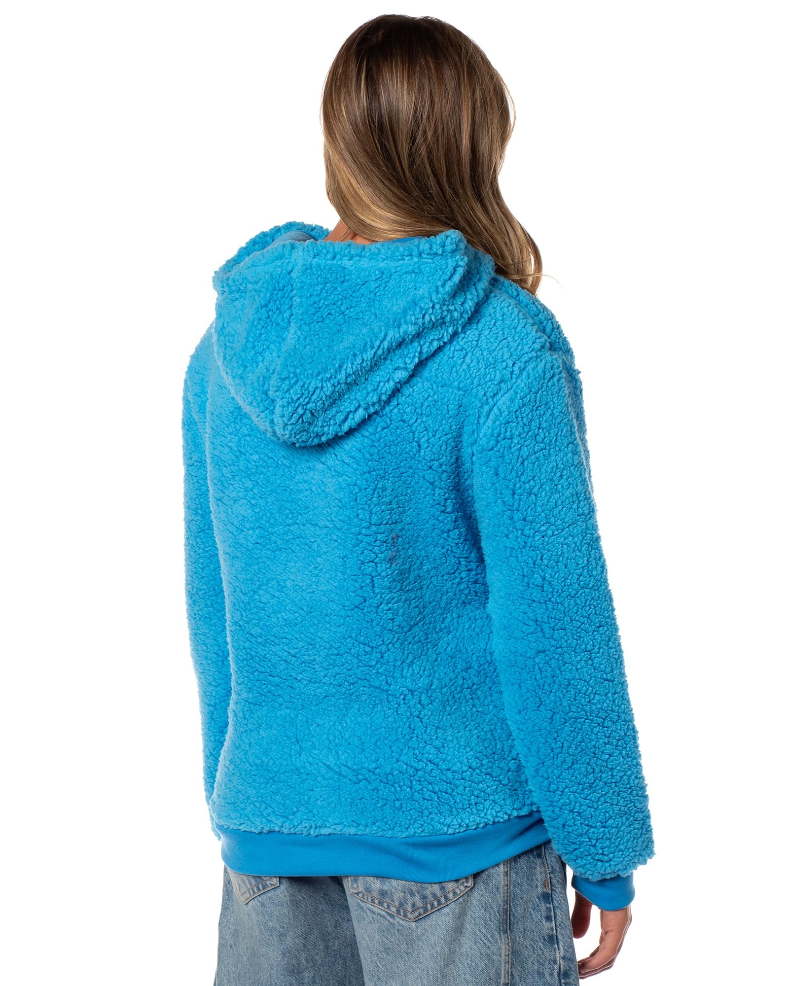 Sesame Street, felpa con cappuccio da donna in pile a maniche lunghe con stampa Cookie Monster ricamata