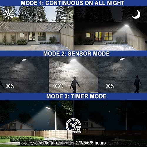 Miniatura 5 de Luces solares de calle de 100000LM para exteriores, luces solares para exteriores, impermeables IP66 para iluminación al aire libre, entrada,