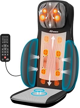 Snailax Shiatsu Neck and Back Massager with Heat, Adjustable-Height Neck Massager Rollers Massage Chiar Pad with Vibration, Chair Seat Massager for Home, Office, Gifts for Men, Women