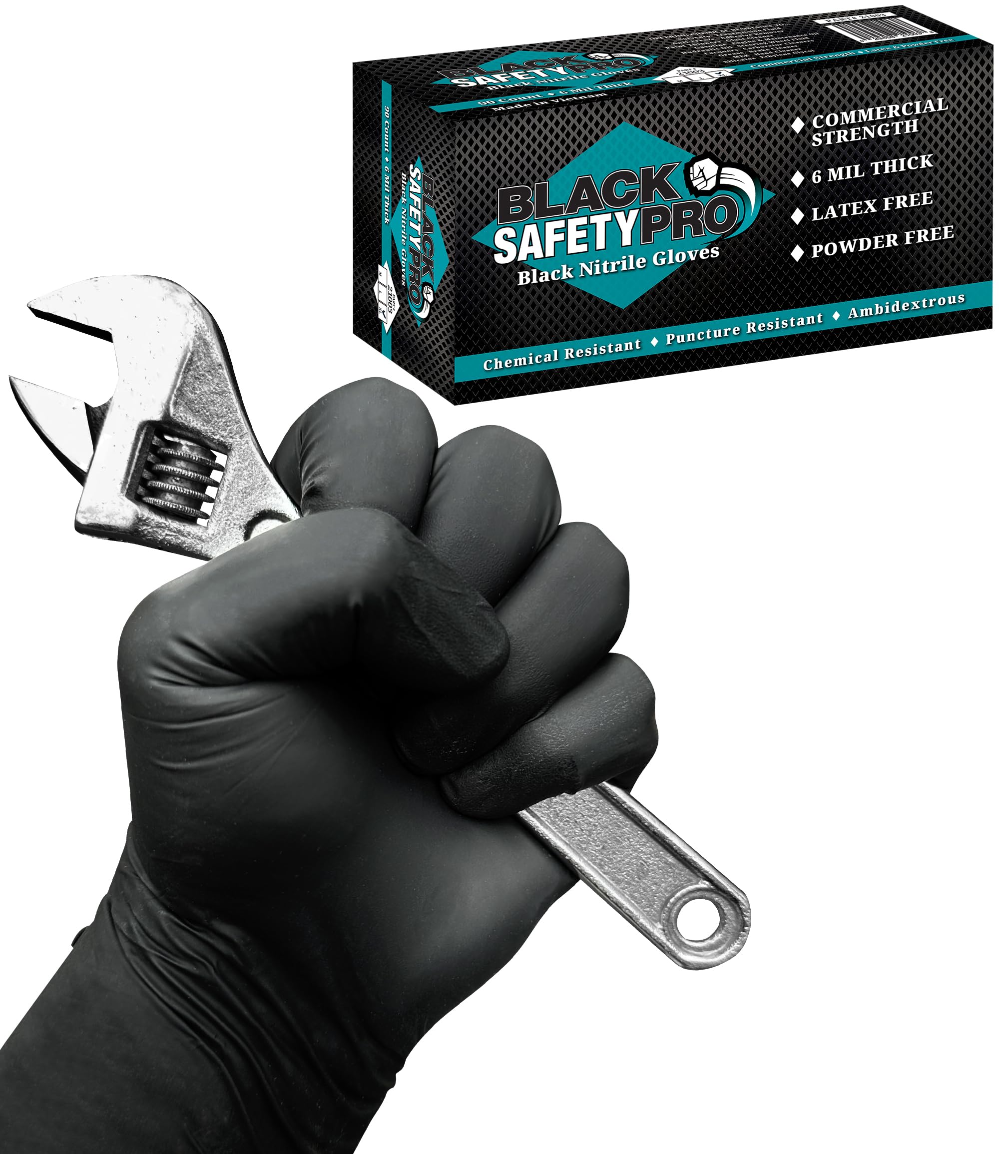 EPPCO Safety Pro Nitrile Gloves, Disposable, Powder-Free, Latex-Free, for Mechanics, Automotive, Industrial Work