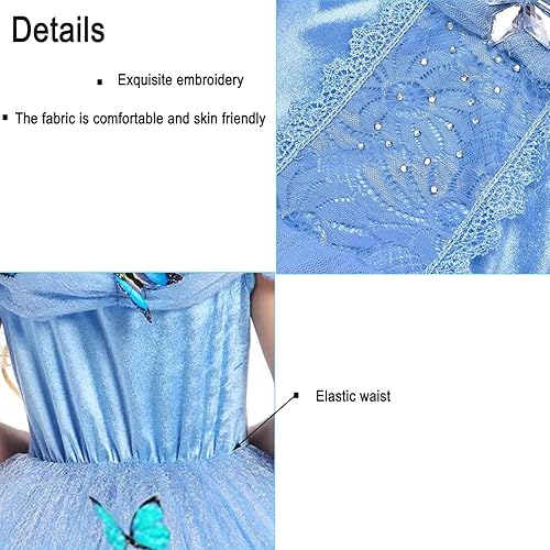 Miniatura 4 de Vestidos de princesa para niñas, disfraz de Cenicienta, Halloween, Navidad, cosplay, mariposa, hada, vestido de fantasía
