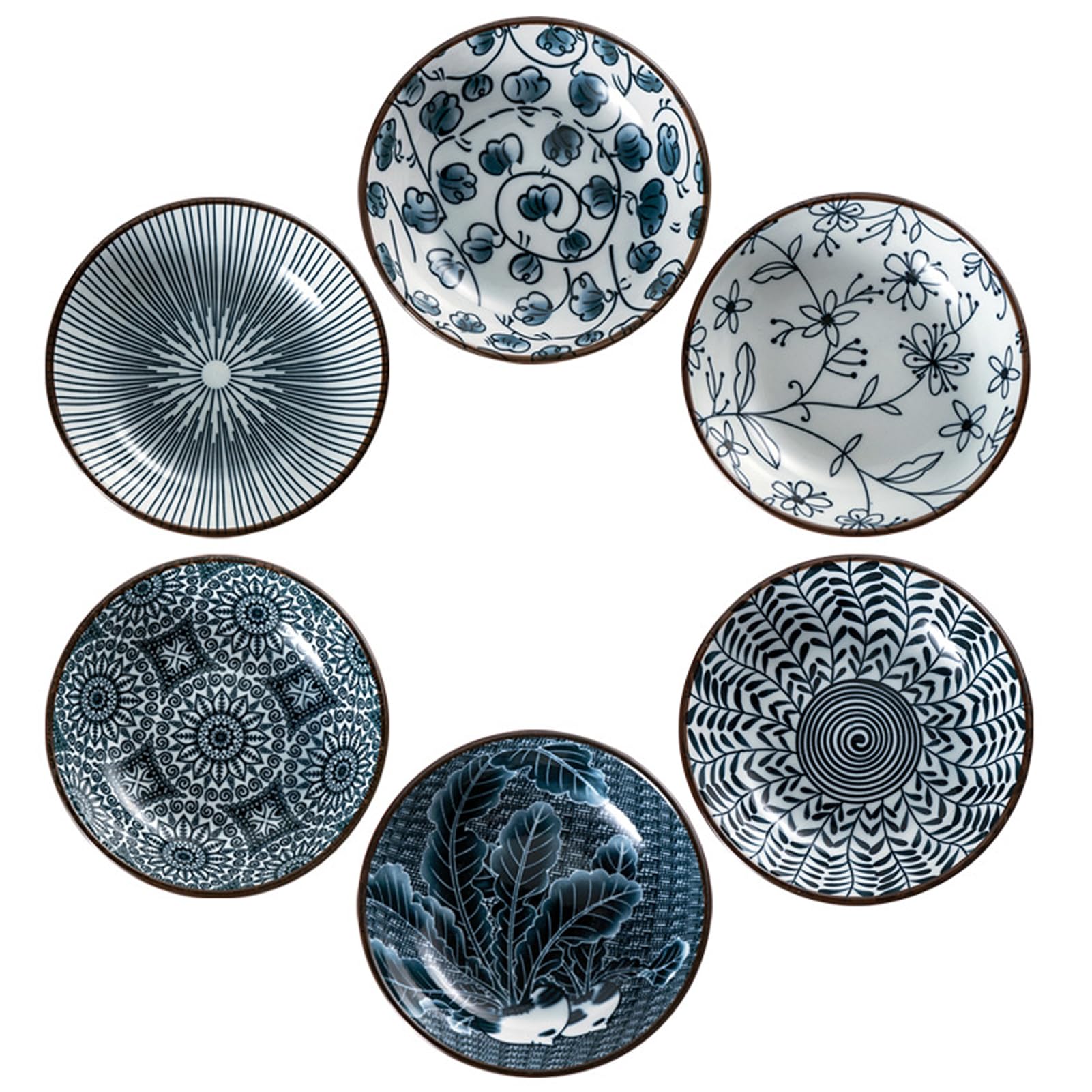 Haayymo 4 inch Ceramic Dipping Bowls Set of 6, Rotundity Soy Sauce Dipping Bowls, Mini Side Seasoning Dish, for Sauce, Side Dish, Condiments, Sushi, Ramekins Oven Safe