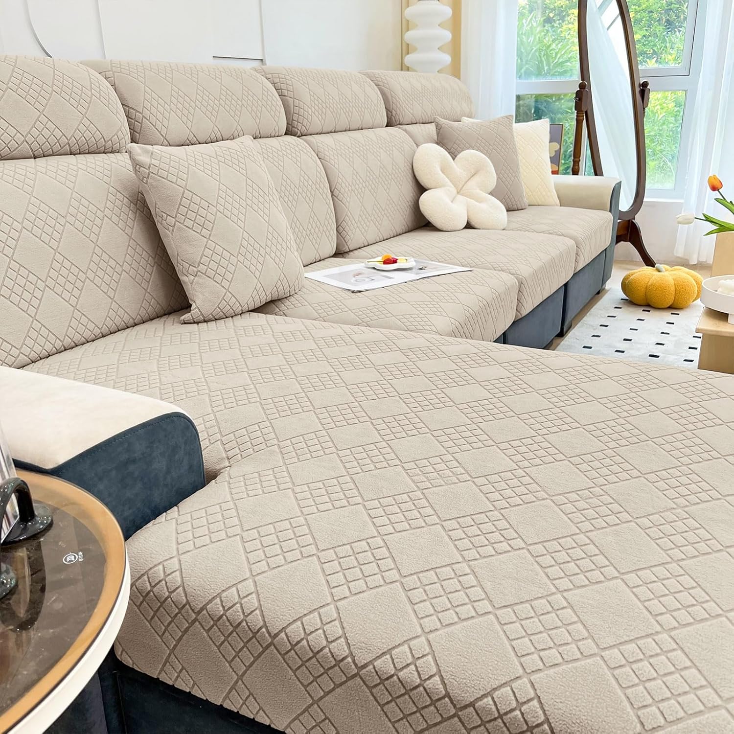 hyha Universal Couch Cushion Covers, Magic Sofa Covers Washable, Stretch Couch Sofa