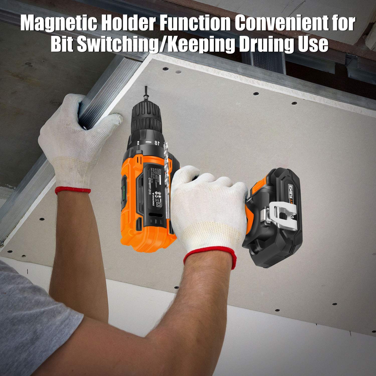 EnerTwist 20V Max Cordless Drill, 3/8 Inch Power Drill Set with Lithium