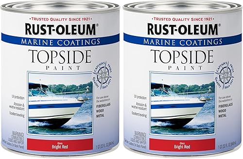 Rust-Oleum, Bright Red 207004 Marine Coatings Pintura superior, cuarto de galón, 32 onzas líquidas (paquete de 2), 11