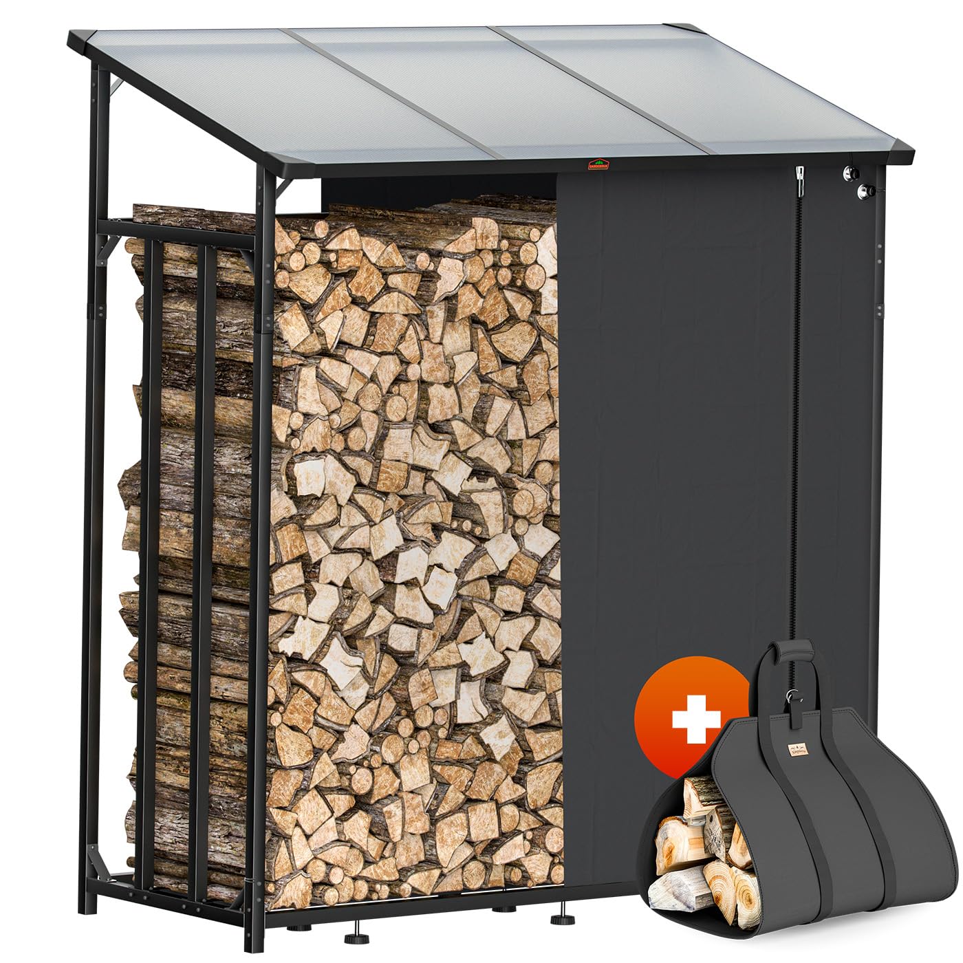 Gardebruk® Legnaia da Esterno 2,3 m³ 70Px163lx198H cm Tetto Copertura Protettiva Portalegna Rastrelliera Legno Camino Telo Giardino Borsa per Trasporto