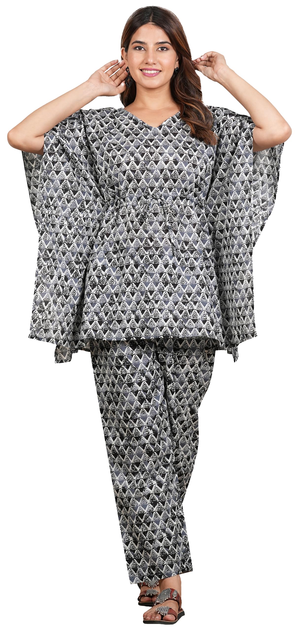yash gallery Women's Cotton Straight Geomatrical Printed Night Suit for Women-picture-43