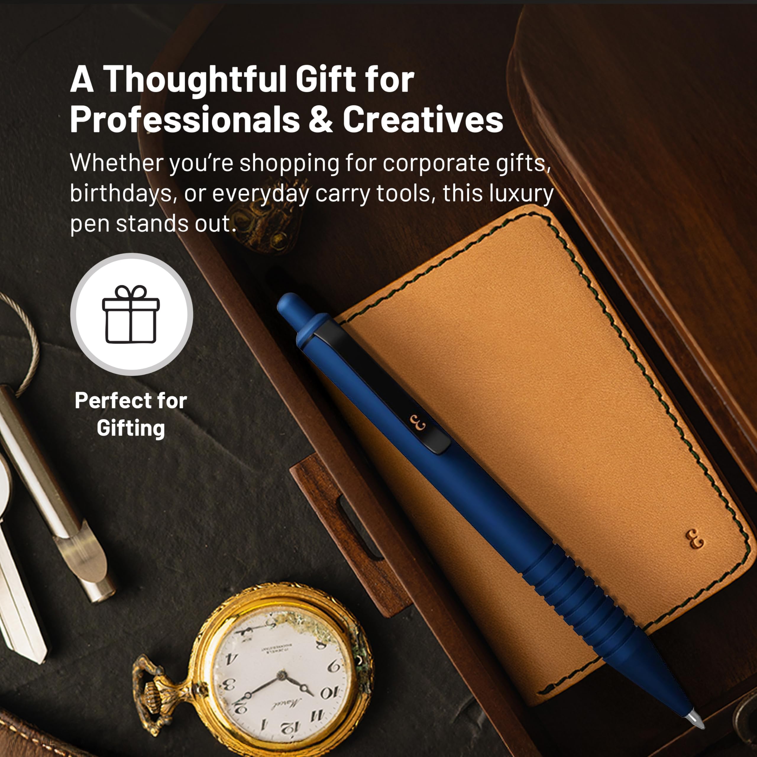 Everyman Midnight Super Matte Mini Click Pen Compact Refillable 0 7mm Gel Pen with Premium Grip Pocket-Size Metal — view 5