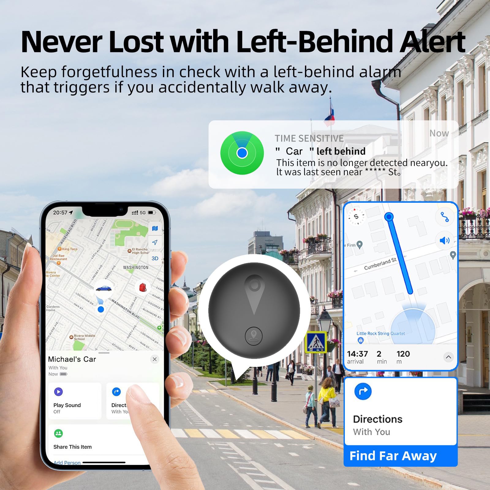Localizzatore GPS per Auto, Mini Tracciatore Magnetico Senza Sottoscrizione, Compatibile con Android/iOS, Tracciamento in Tempo Reale, Impermeabile IP68, Compatto per Auto, Animali e Bagagli, Nero