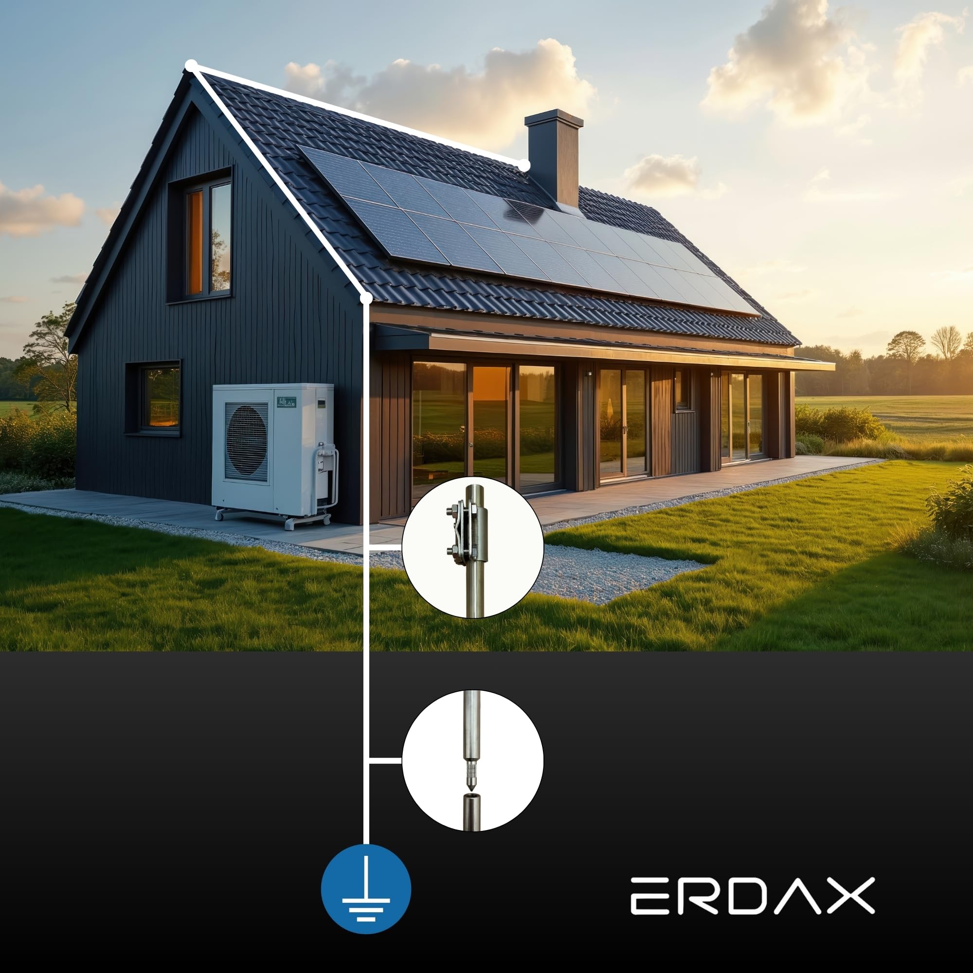 Tiefenerder V4A Set 3x 1,5m - Erdungsstangen 20mm Durchmesser aus Edelstahl + Kreuzerder Klemme - Erdungsstab für Erdungskabel PV Anlage Staberder Erdungsspiess 1,5m Erdung Komplettset