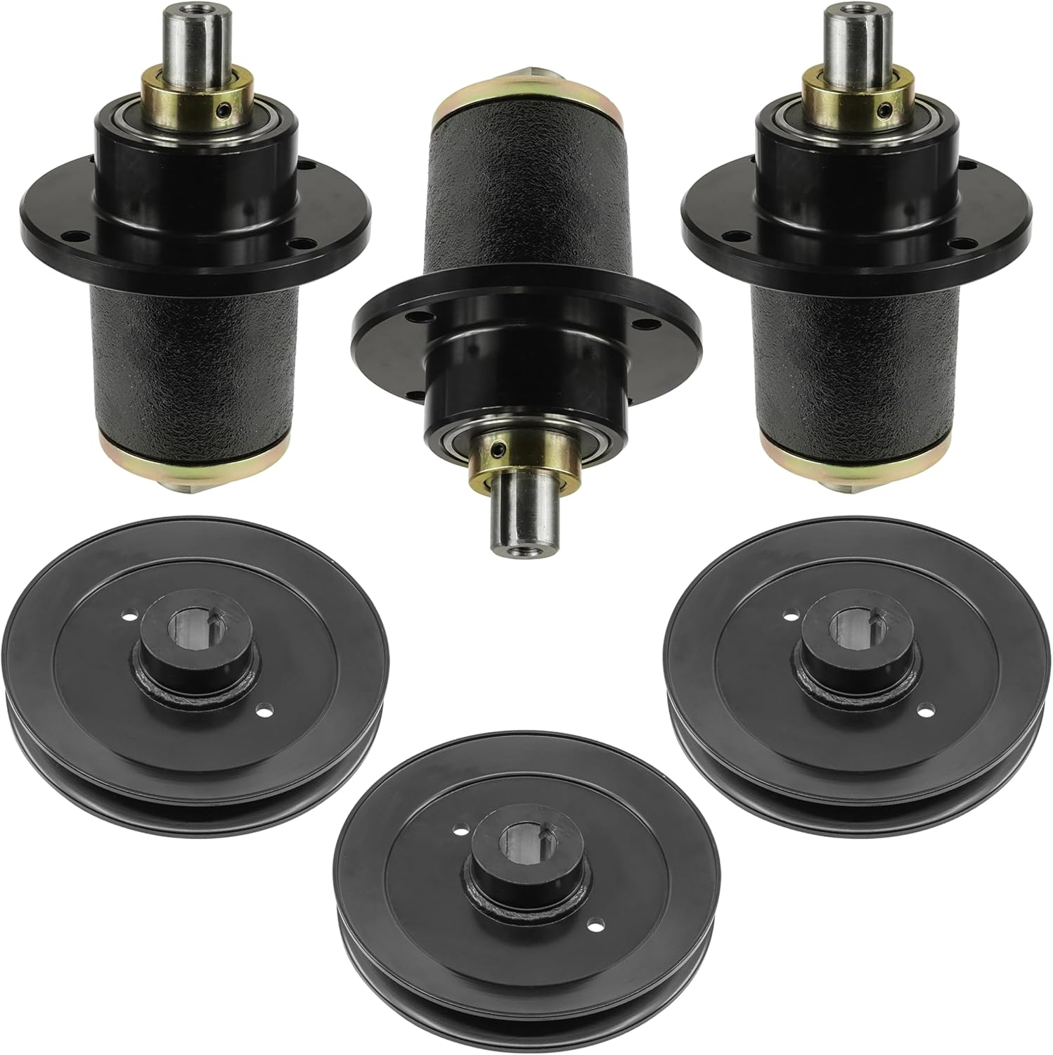 Caltric 72in Deck Spindle and Pulley Compatible with Bad Boy Pup 2007 AOS 72in 2007-2008/037-6015-00 037-6015-50 033-7203-00 Qty 3