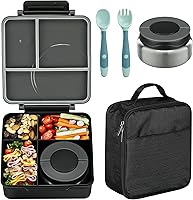 Vista 1 de Bento Lunch Box Set for Kids with 8oz Soup Thermo, Leak-Proof Lunch Containers with 4 Compartment, Kids Thermo Hot Food Jar and Insulated Lunch Bag