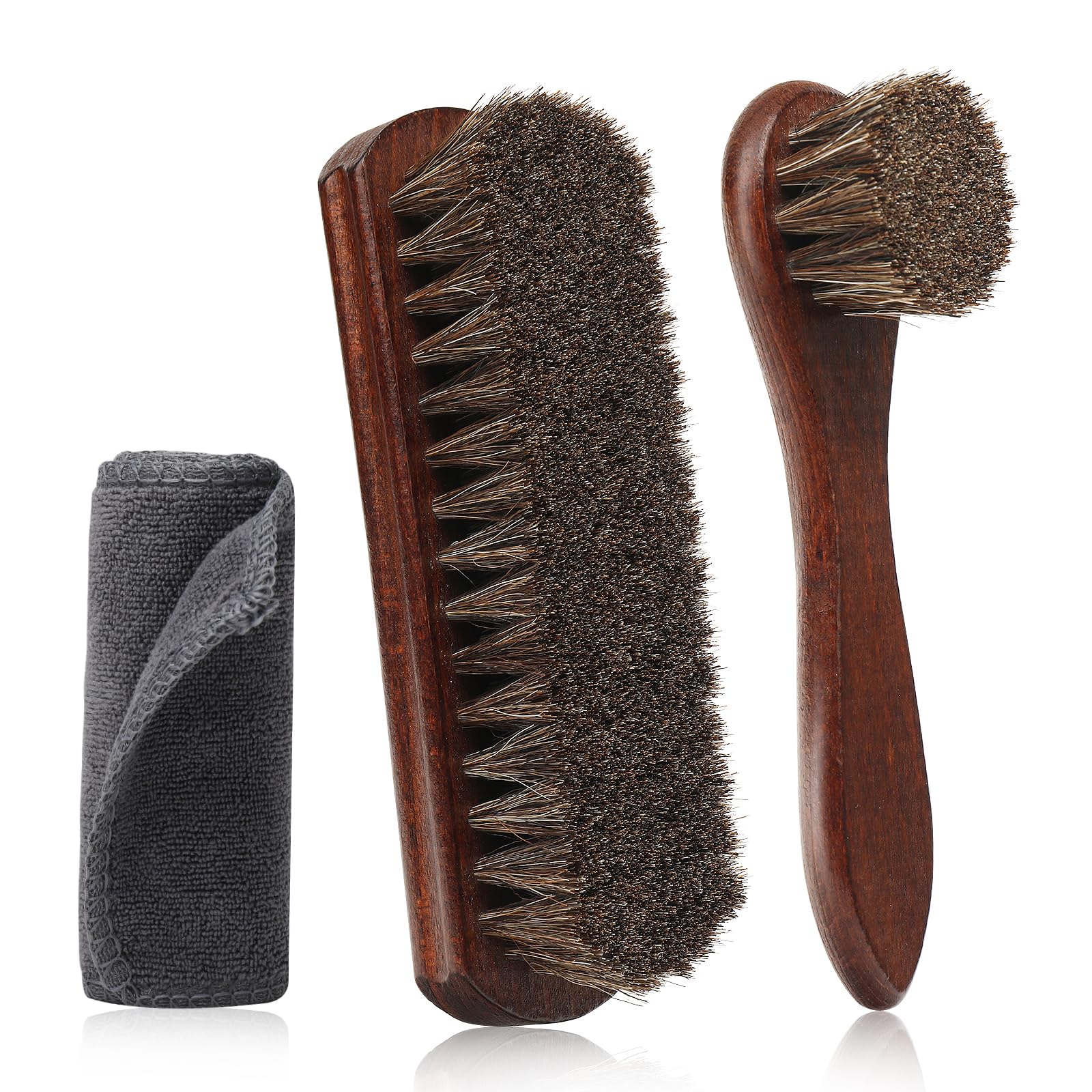 kit 3 brosses chaussures crin de cheval