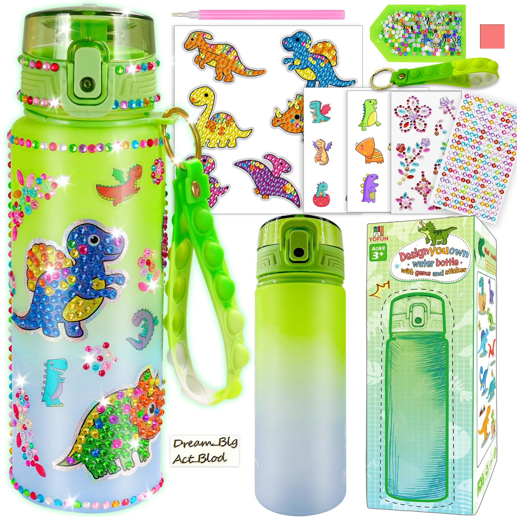 YOFUN Decorate Your Own Dinosaur Water Bottle for Boys Dinosaur Arts and Crafts for Kids Dinosaur Toys for