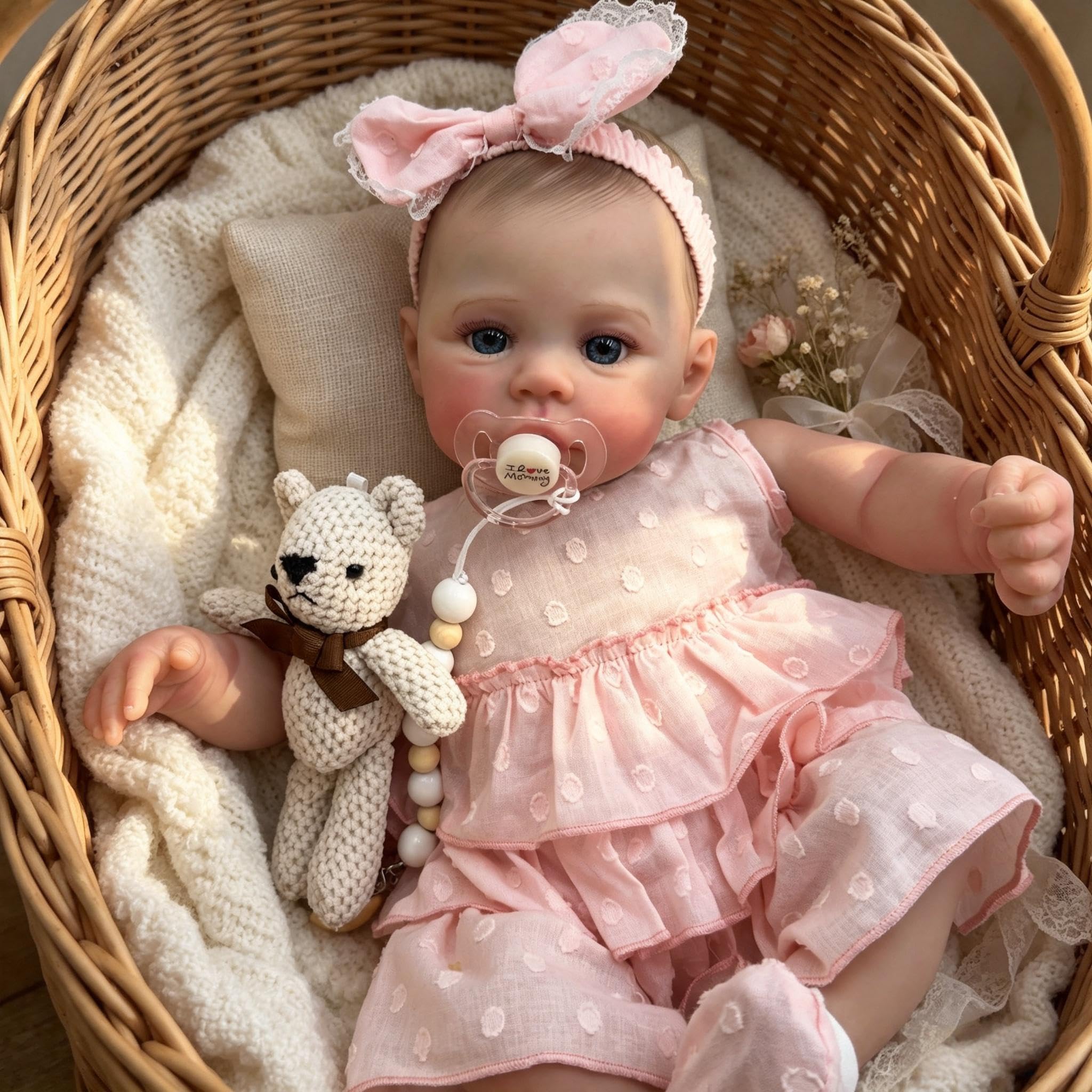 RXDOLL Reborn Baby Dolls silikonowe lalki na całe ciało, winylowe, 48 cm, realistyczna, anatomicznie poprawna, dziewczyna, prawdziwe życie, Reborn Dolls Full Silicone Baby Doll dla dziewczynek 3+
