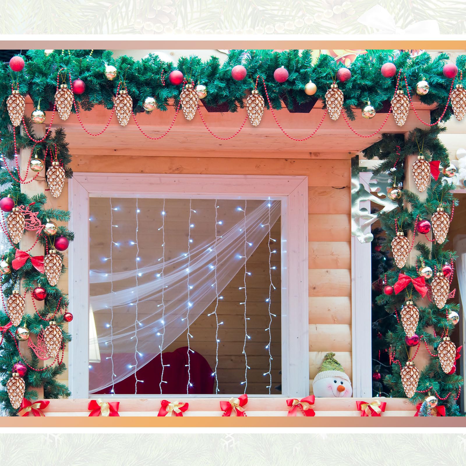 Sliner 36 adornos de cristal de cono de pino de Navidad, adorno de piña para árbol de Navidad, adornos de vidrio brillante para Navidad, otoño, día de Acción de Gracias, decoraciones de fiesta