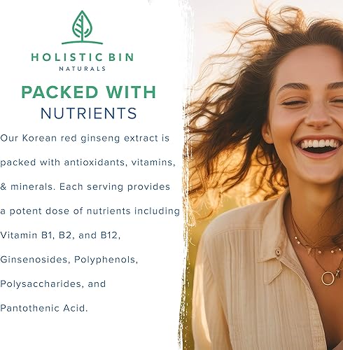 Miniatura 10 de Holistic Bin Cápsulas de ginseng americano hechas con raíz de ginseng de apalaches cosechada silvestre pura Panax Quinquefolius  Sin rellenos ni
