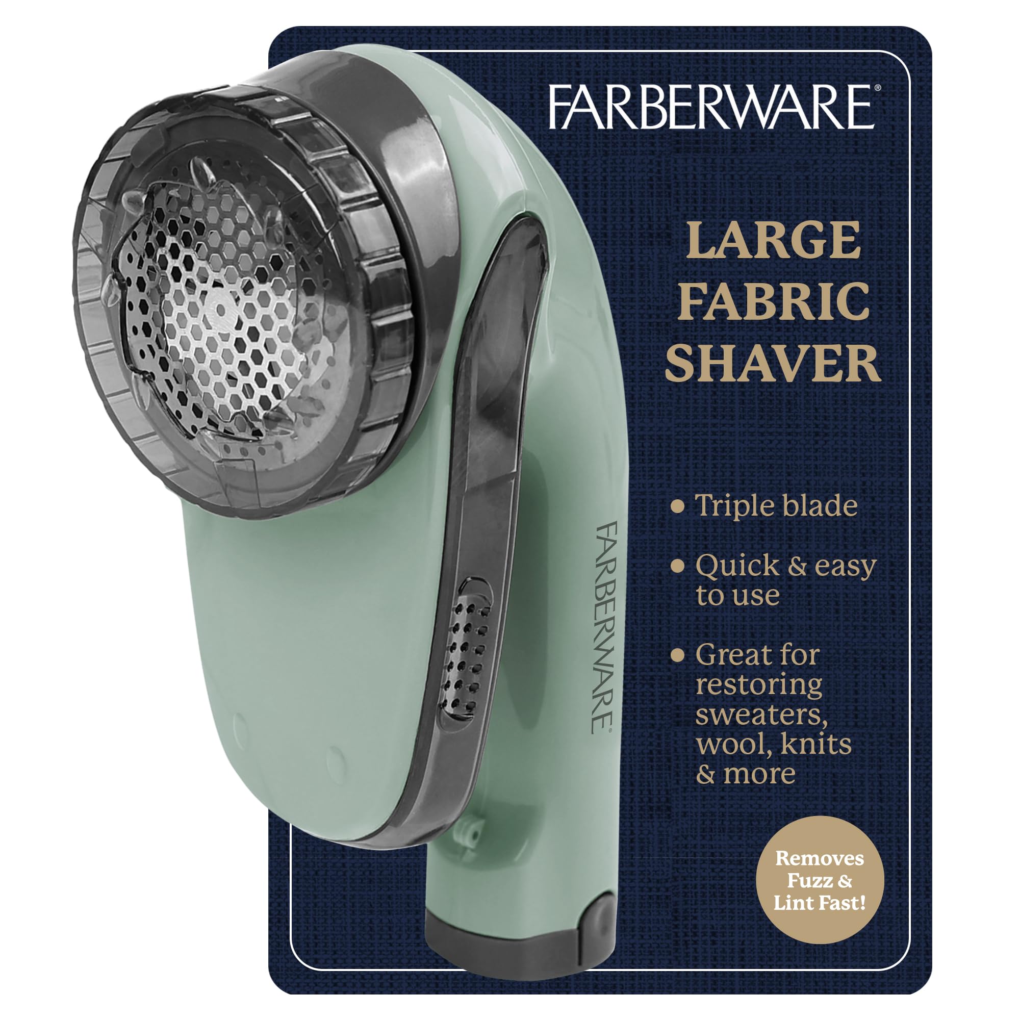 Farberware Fabric Shaver &amp; Lint Remover for Clothing, Large, Triple Blade