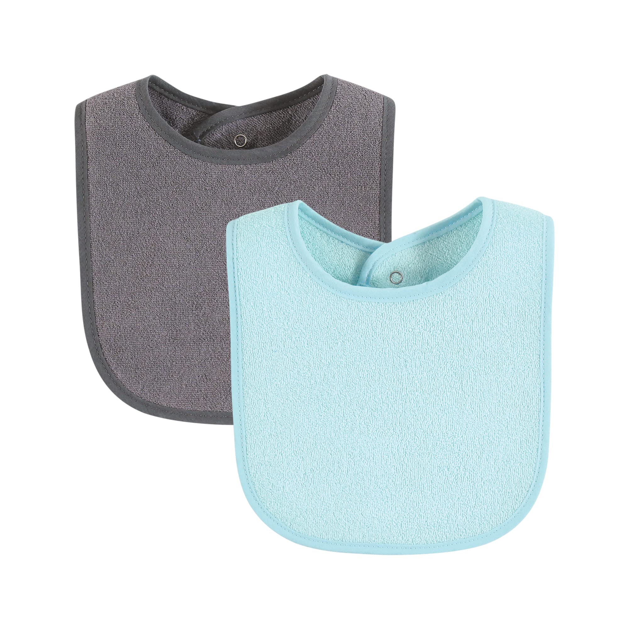 Hudson Baby Unisex Baby Drooler Bib with Waterproof Lining, Gray Orange, One Size
