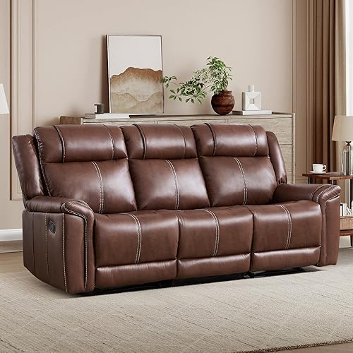 Miniatura 32 de EBELLO Sofá reclinable de dos plazas de piel sintética, sofá reclinable manual, silla de 2 plazas de estilo moderno de mediados de siglo con Negro