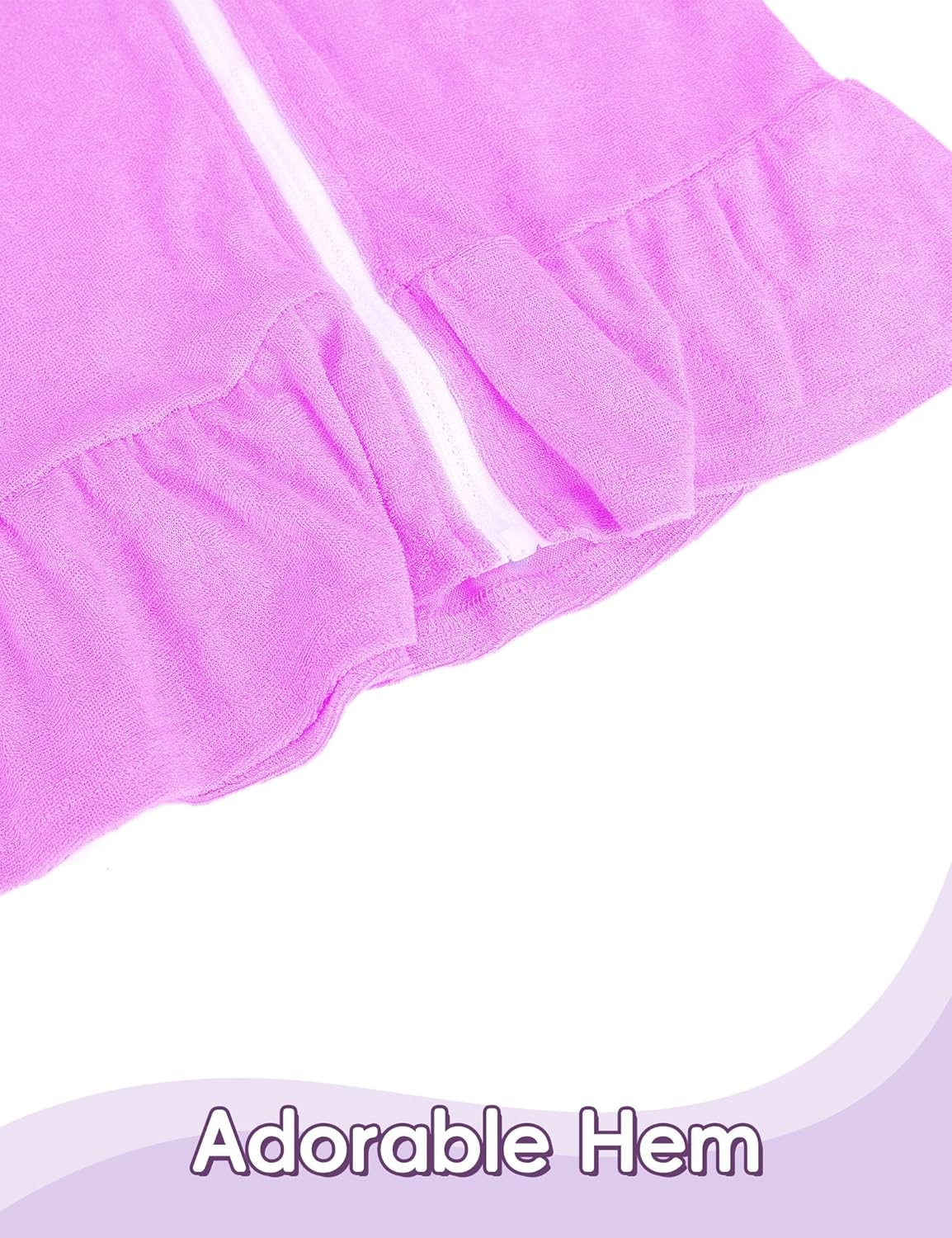 Swim Cover Up Girls Multicolor Short Sleeve Ruffle Bathing Suit Hooded Zip-Up Terry Swimsuit for Toddler Kids - Image 5