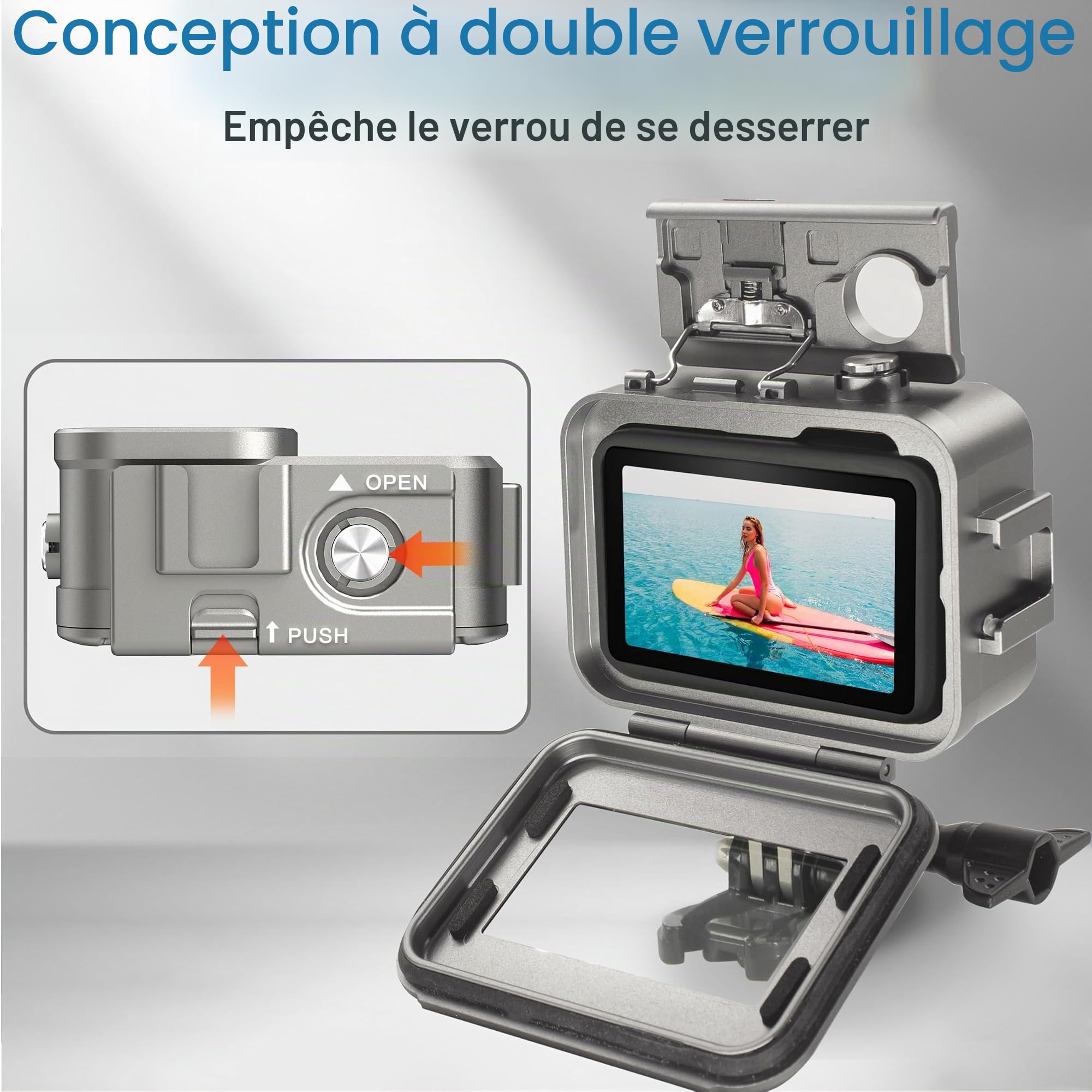 FitStill Boîtier étanche en Alliage d'aluminium 80 m pour Go Pro Hero13 / Hero12 / Hero11 / Hero10 / Hero9 Noir pour Go Pro Hero 13/12 / 11/10 / 9 Noir