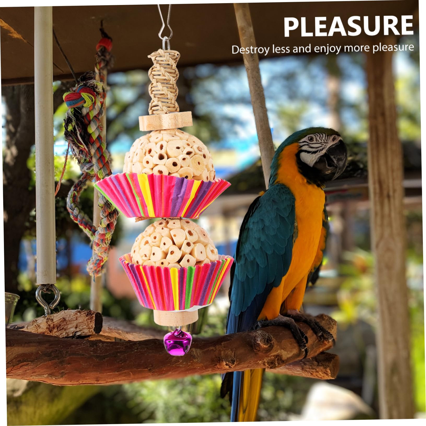 Toyvian Jouet à Mâcher pour Perroquet Jouet à Suspendre pour Oiseaux Balançoire pour Cage