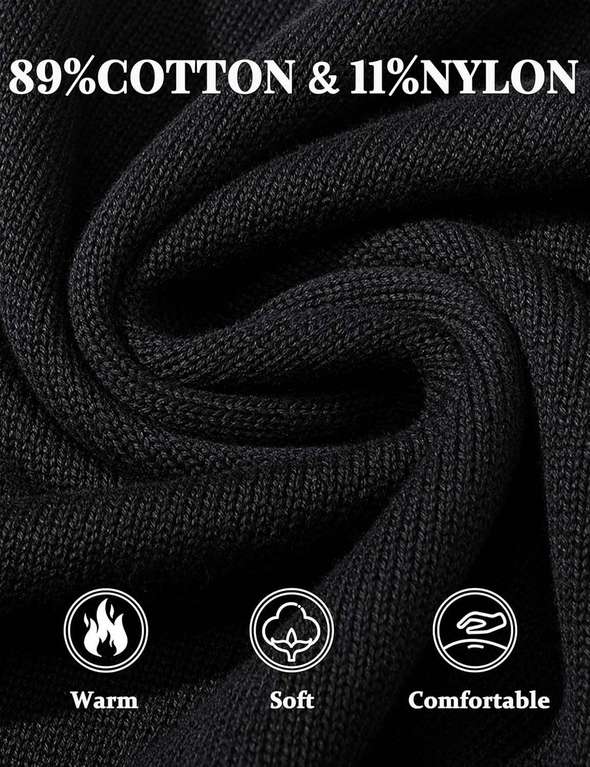 TACVASEN Men's Quarter Zip Sweaters Cotton Pullover Sweater Striped Casual Fall Winter Warm Pullover Sweatshirts - Image 6