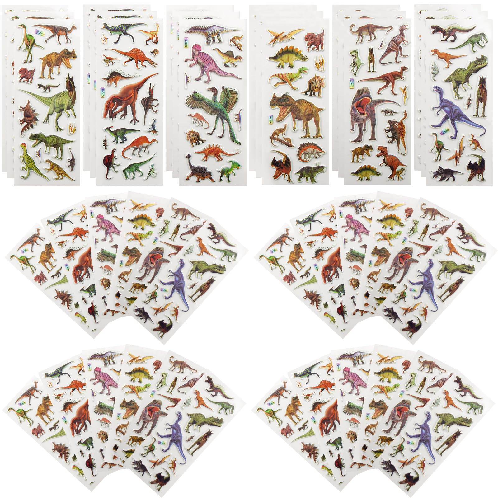 42 Sheets 3D Fluffy Animal Stickers Dinosaurs Animal Stickers Realistic Dinosaurs Animal Stickers Wildlife Stickers for Teenagers, Handmade