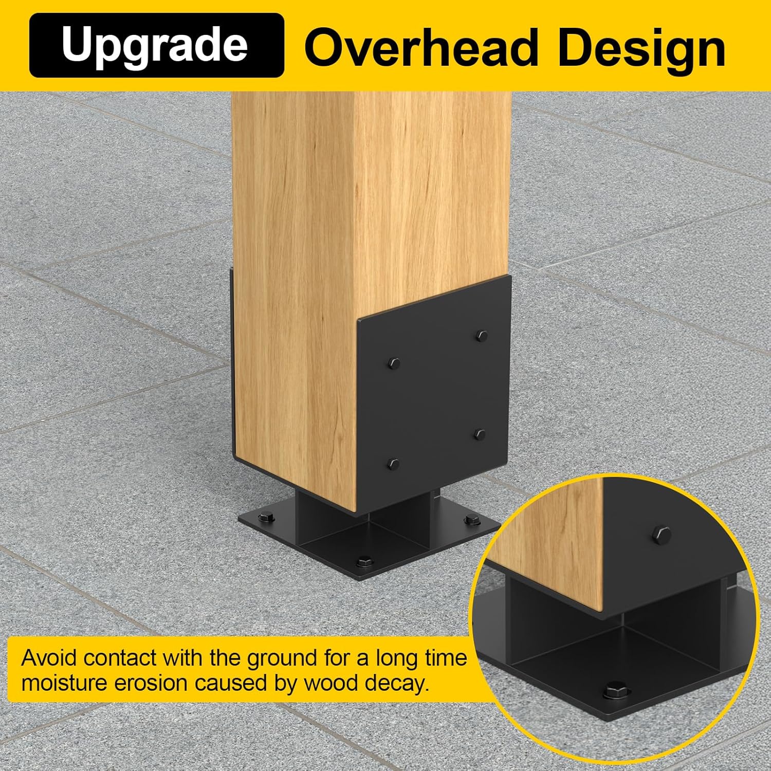 8"x 8" Concrete Post Base, 2Pcs Stainless Steel Adjustable Post Anchor Bracket (Internal 3.5 x 3.5), U-Shape Wood Post Base Holder for Pavilion Deck Porch Handrail Railing Support