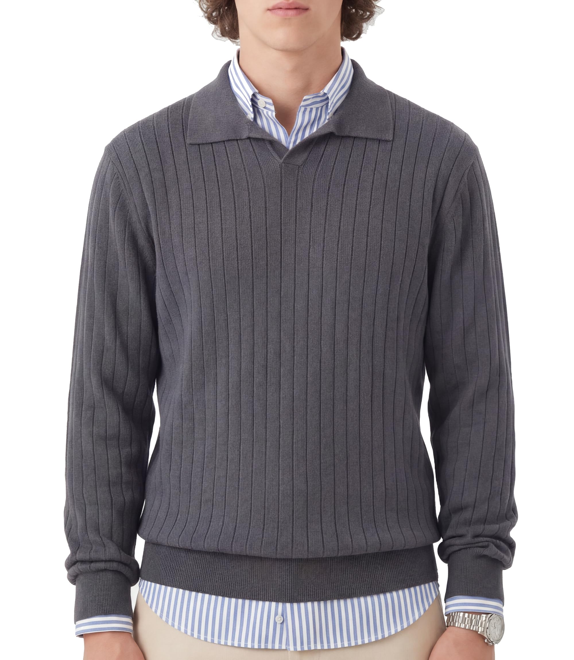 GLESTORE Poloshirt Herren Langarm Casual Longsleeve Polo Giraffe Stickerei Langarmshirt
