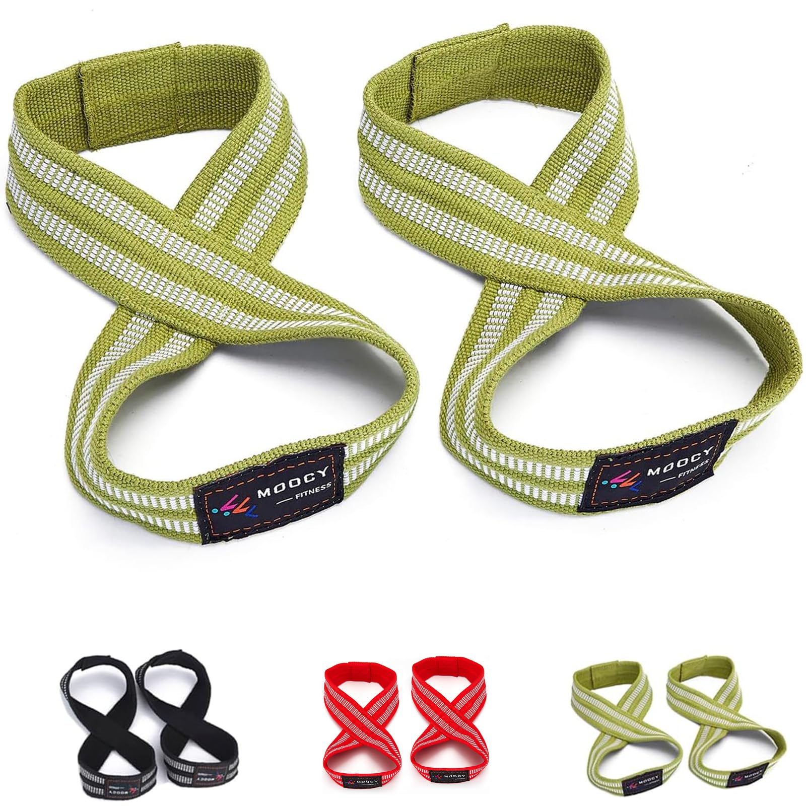 MOOCY Figure 8 Straps for Deadlift-Weight Lifting Straps，Shrugs, and Weightlifting，Strongman, & Cross Training Strong Weightlifting Wrist Straps for Men, Women-Medium — image 1