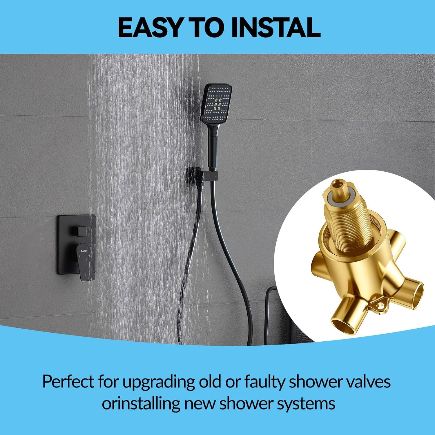 Commercial 3-Way Shower Diverter Valve, Solid Brass Shower Transfer Valve Replacement Part for Moen M-Pact Common Valve System, Standard 1/2 Inch Connection, Model 3360