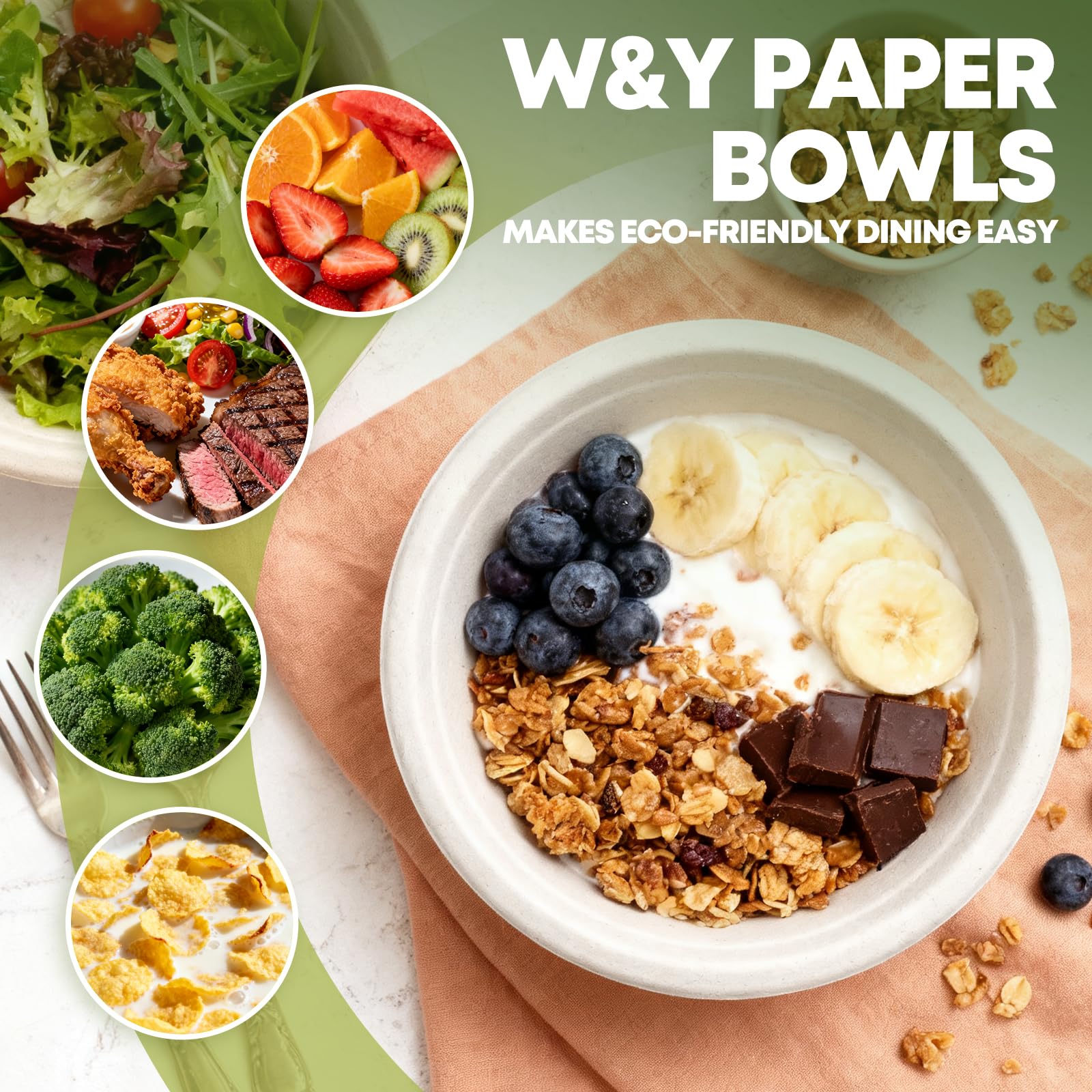 Compostable Paper Bowls - 100 Count -6