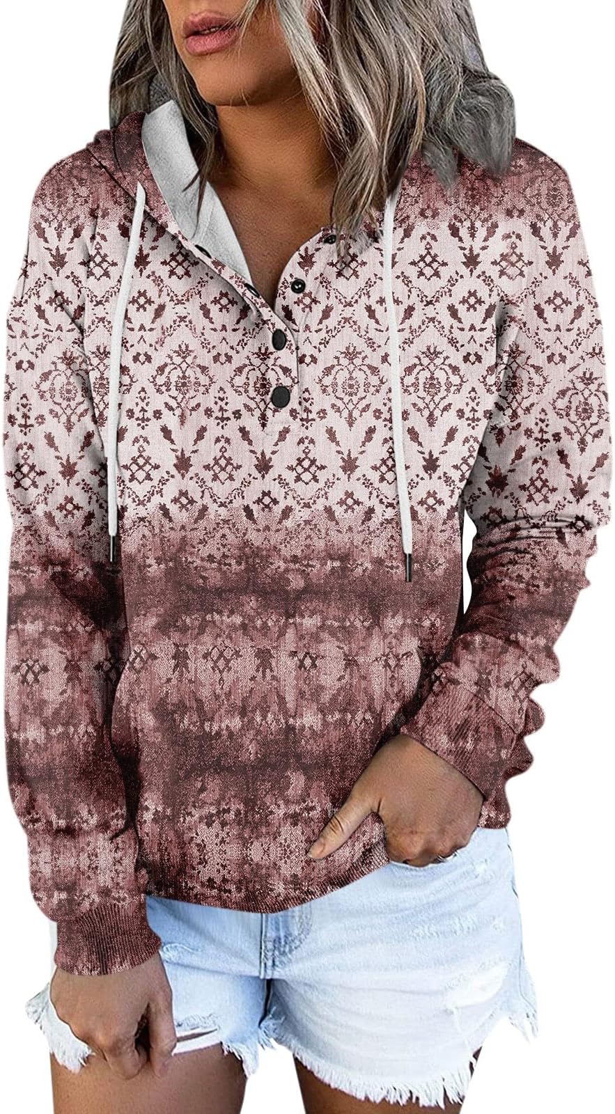 NVshiyif Modern Long Sleeve Hood Hoodie Women Office Fall Comfy Hooded Fi with Pockets Printing Hoodie Women