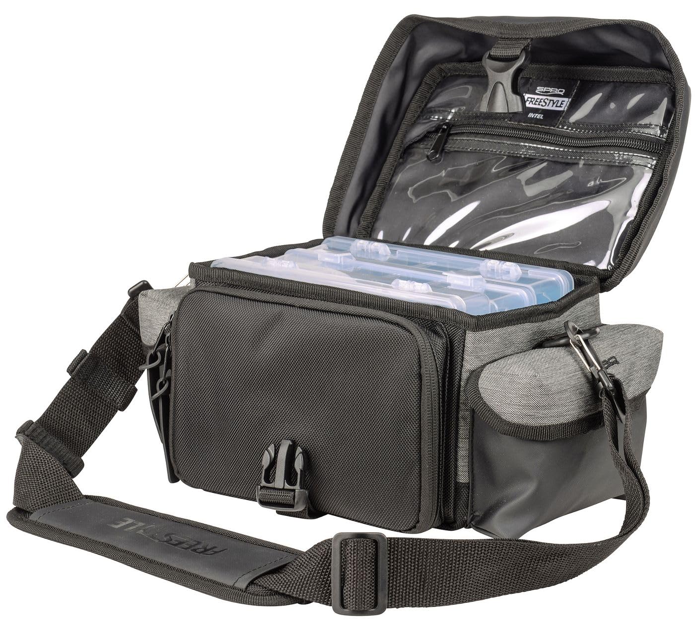 SPRO Freestyle Side Bag 20 x 17 x 13 cm – sztuczna torba na woblery, gumowe ryby i jigi, torba wędkarska, torba na przynęty, torba na sprzęt