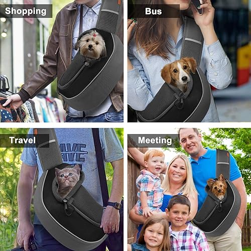 Miniatura 6 de FDJASGY Mochila transportadora para mascotas para perros pequeños, gatos, malla transpirable, mochila para cachorros de viaje manos libres con bolsa