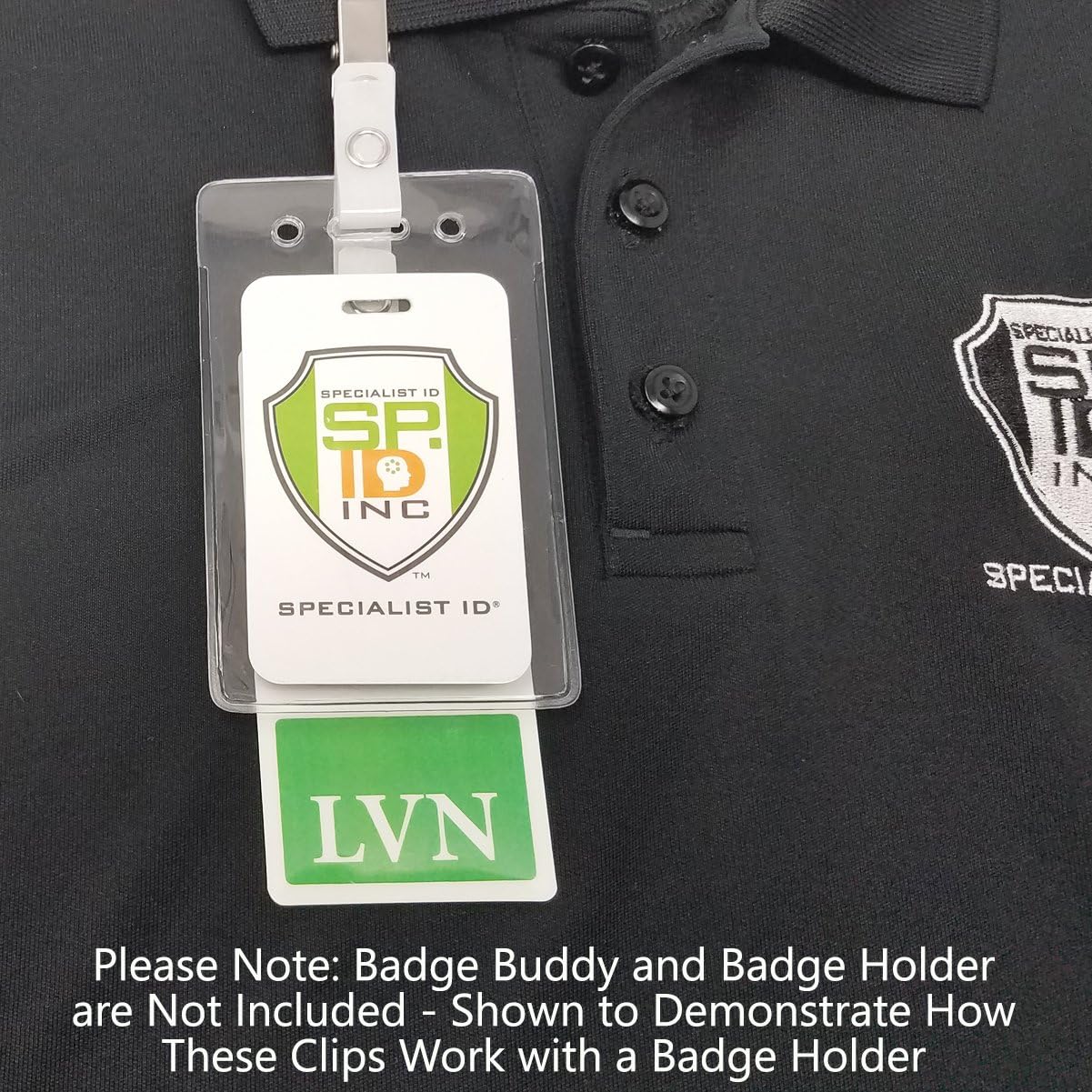 Bulk 100 Pack - Dual Strap ID Badge Clips with Two Reinforced Straps - Perfect for Badge Buddies - Holds Two Identification Cards and Clips to Pocket or Scrubs by Specialist ID