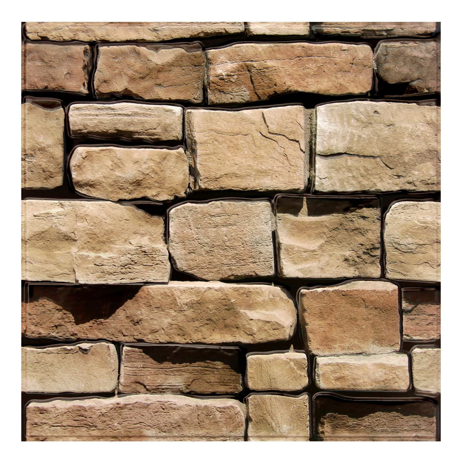 Commomy 10pcs Faux Stone 3D Wall Panels - 11.8" x 11.8"Self Adhesive Wall Tiles PVC Brick Stone Wallpaper for Interior Kitchen,Bedroom,Living Room,Fireplace