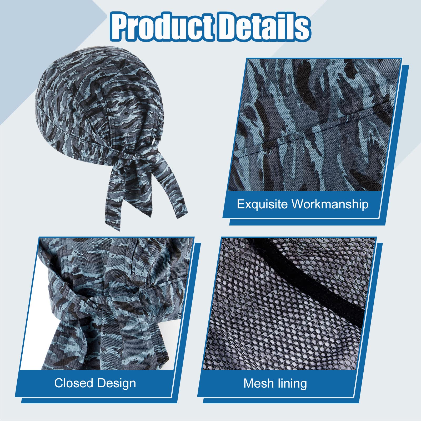 3 Pcs Welding Doo Rag Welding Cap Flame Resistant Cotton Welding Hat for Men Womens Welders Caps Mesh — view 3