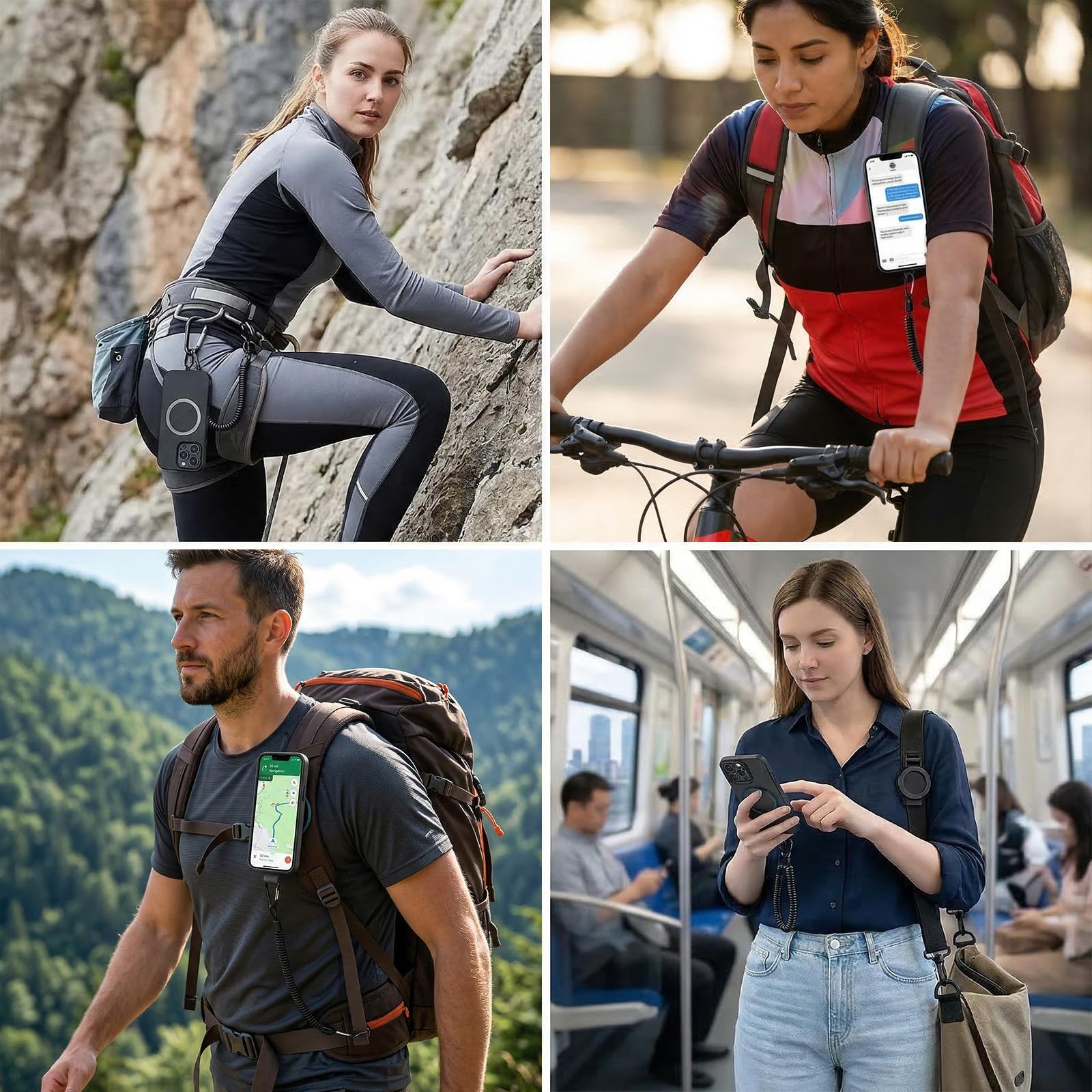 Clip magnético para teléfono móvil, soporte magnético con pinza de fijación en correa de mochila, ideal para senderismo y actividades al aire libre