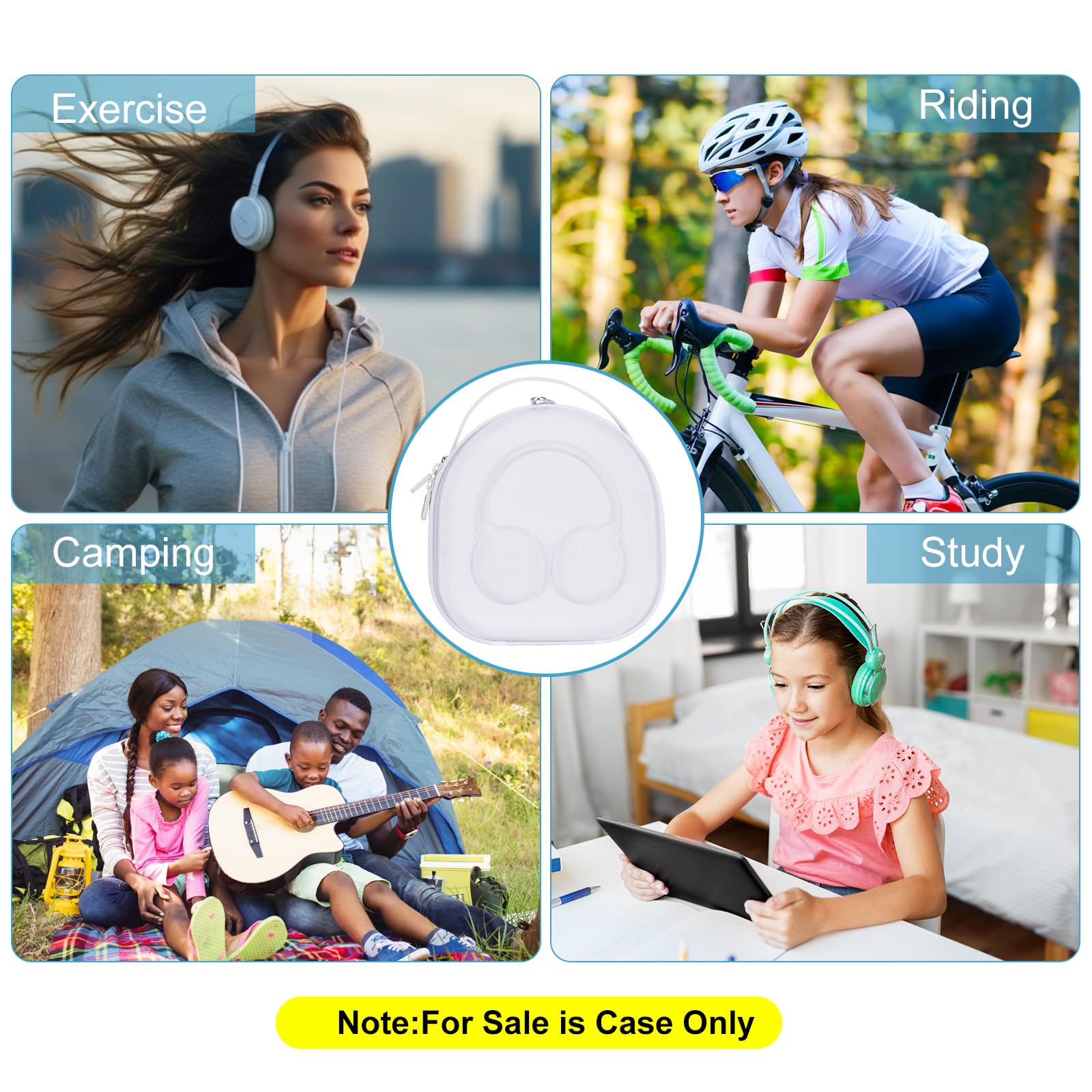 Funda rígida EVA para auriculares inalámbricos Sony WH-CH510/WH-CH520 con cancelación de ruido, bolsa de almacenamiento protectora de viaje premium (blanco)