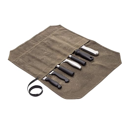 Knife Roll, Chef’s Knife Roll Case, Waxed Canvas Cutlery Knives Holders Protectors, Home Kitchen Cooking Tools And Utensils Wrap Bag Wallet , Multi-Purpose Brush Roll Bag, Travel Tool Roll Pouch