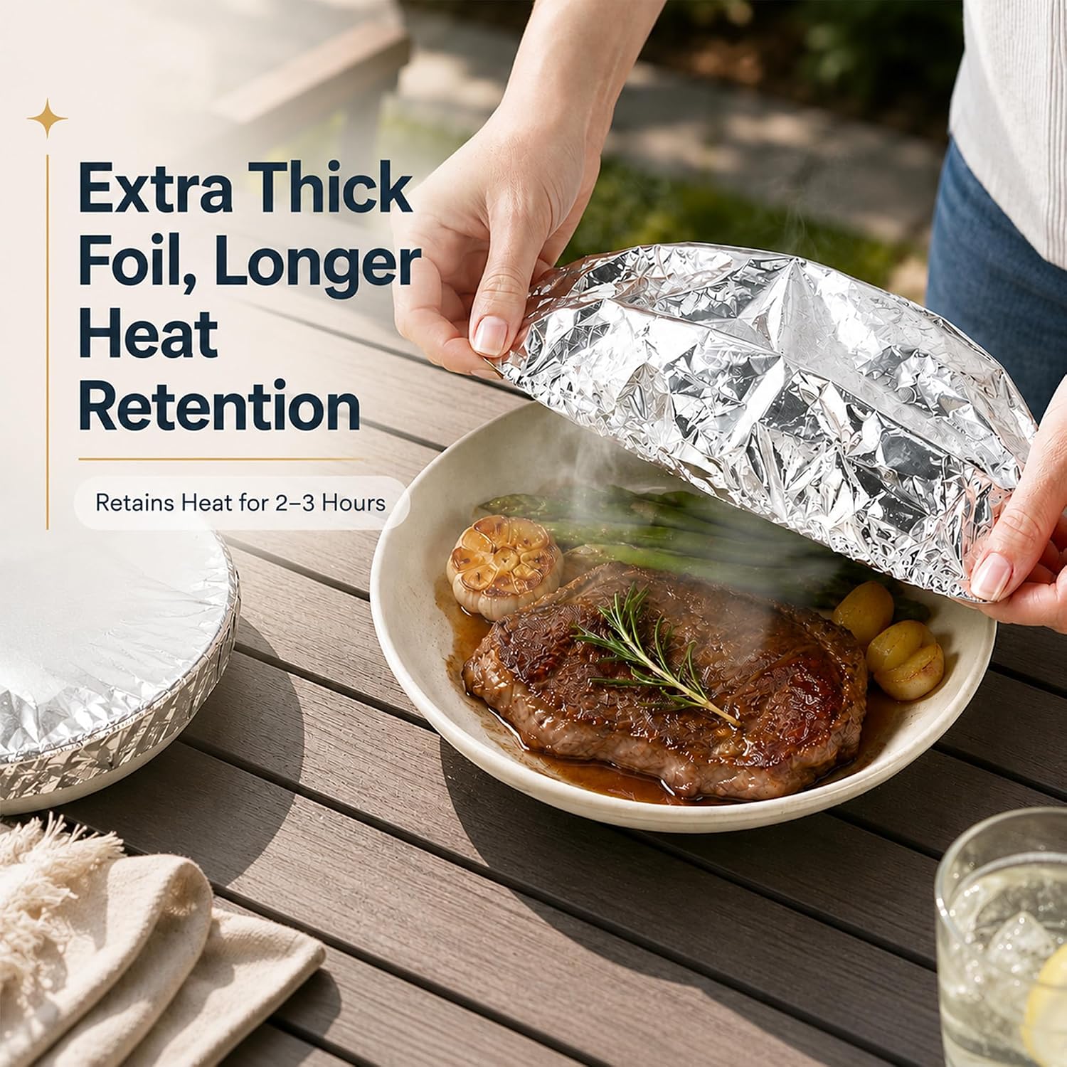 Aluminum Foil Food Covers, Food Grade Stretchy Insulated Foil Bowl Covers, Reusable Food Covers for Outside, Home Dining Table & Food Container Aluminum Foil Heat-Retaining Cover