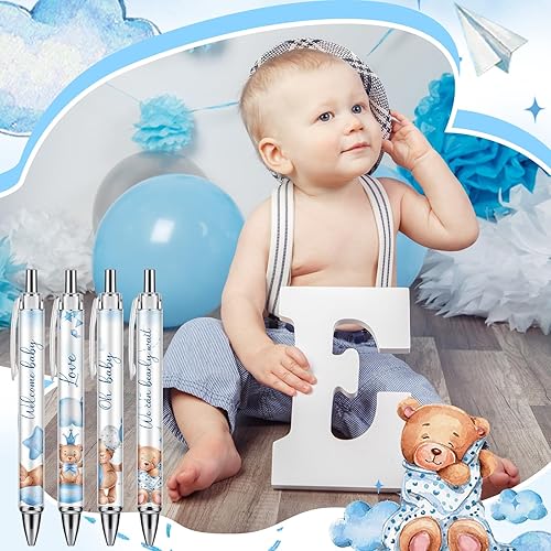Miniatura 5 de Chuangdi 48 bolígrafos retráctiles para baby shower, bolígrafos retráctiles a granel, bolígrafos de tinta negra con punta de lápiz capacitivo,