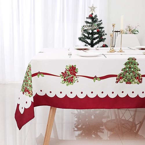 Miniatura 2 de Wewoch Mantel decorativo con estampado de árbol de Navidad, impermeable y resistente a las manchas, adecuado para vacaciones, comedor, fiestas (60 x