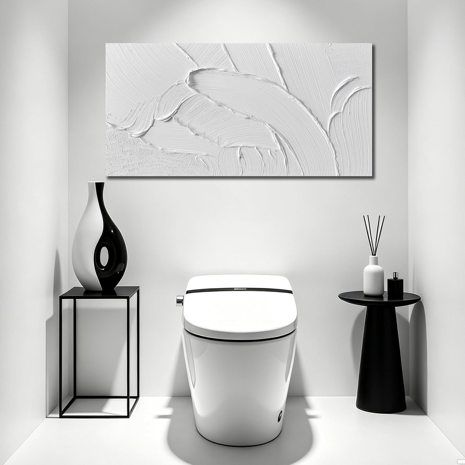 MDHKVPM White Abstract Canvas Painting 3D Textured Wall Art