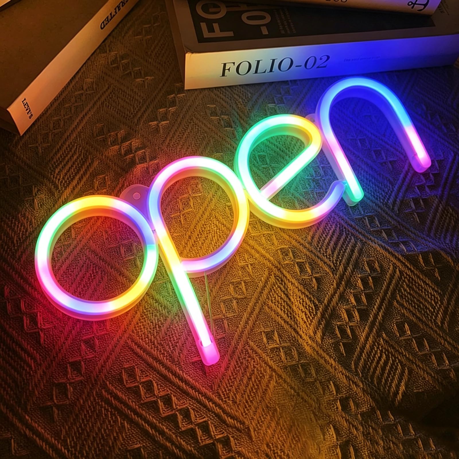 LED Neon Open Sign USB for Business Window Display(Colorful/No Sticker)