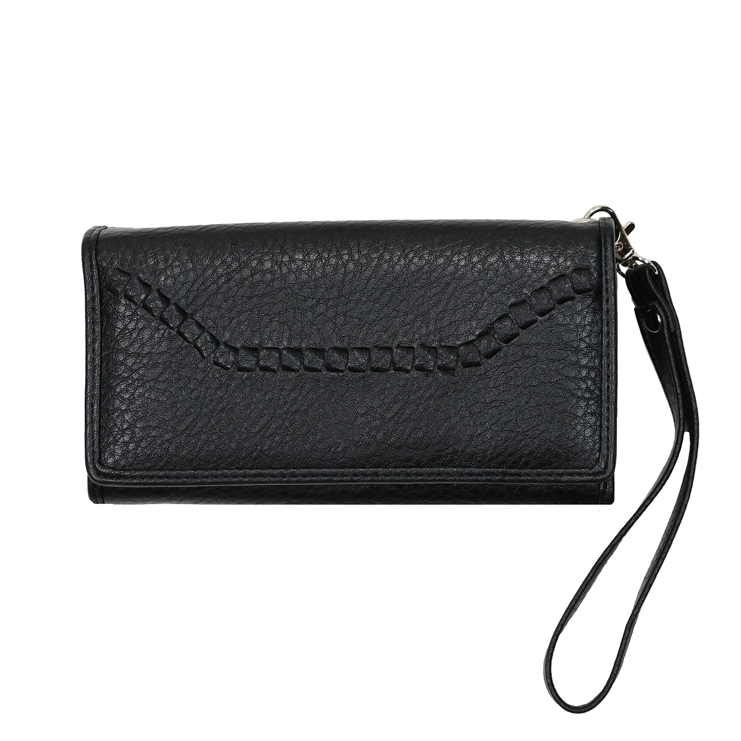 Lady Conceal Women's Rfid Blocking Tri-fold Clutch Wallet for Ladies (Black)