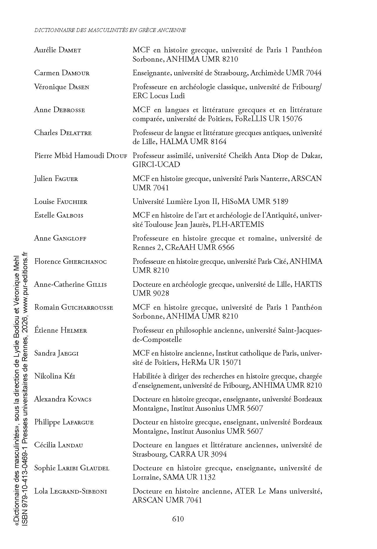 Dictionnaire des masculinités en Grèce ancienne